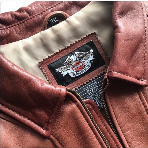 Harley Davidson brown script leather jacket XXL - Picture 4 of 8